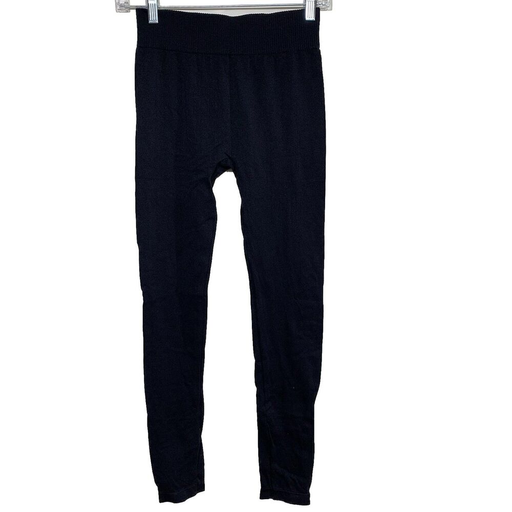 Faded Glory Leggings Womens S Black High Rise Seamless‎ Nylon Spandex Stretch